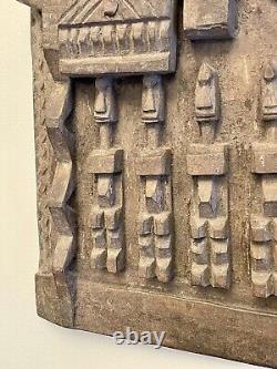 Hand carved original vintage Dogon wood door from Mali, West Africa 15 X 25