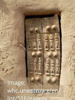 Hand carved original vintage Dogon wood door from Mali, West Africa 15 X 25