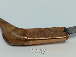 Handcrafted 9.75 Crooked Knife from File Beautiful Maple & Copper Wire Handle