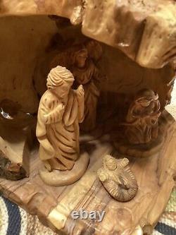 Handcrafted Olive Wood Nativity Set with Cave from the Holy Land Munir Twemeh