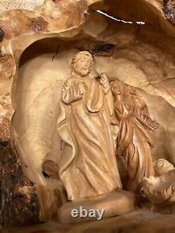 Handcrafted Olive Wood Nativity Set with Cave from the Holy Land Munir Twemeh