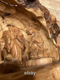 Handcrafted Olive Wood Nativity Set with Cave from the Holy Land Munir Twemeh