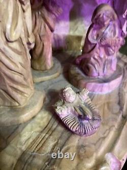 Handcrafted Olive Wood Nativity Set with Cave from the Holy Land Munir Twemeh