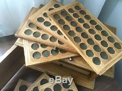 Handmade Coin Cabinet from an array of Carpathian oak for 200 coins