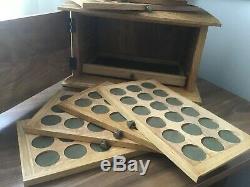 Handmade Coin Cabinet from an array of Carpathian oak for 200 coins