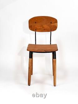 Handmade Eco-Friendly Vintage Acacia Wood & Iron Natural Black Rectangle Chair