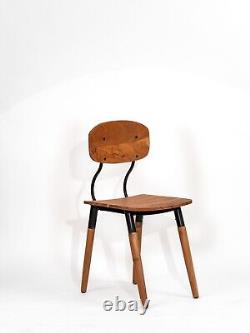 Handmade Eco-Friendly Vintage Acacia Wood & Iron Natural Black Rectangle Chair