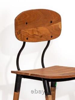 Handmade Eco-Friendly Vintage Acacia Wood & Iron Natural Black Rectangle Chair