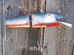 Handmade Giant Sized White Pine Jointed Pike Bass Lure From The Past
