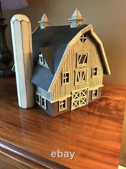 Handmade Rustic Barn withSilo decorative from Vermont 1 foot sq 6 lbs