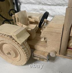 Handmade Solid Wood Tractor Moving Parts, Rolls & Turns, Made From Pallet