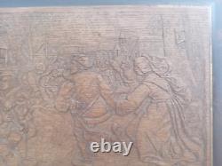 Historical an Artistic Painting Carved on Wood From an Ancient Era Signer 1970s