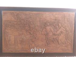 Historical an Artistic Painting Carved on Wood From an Ancient Era Signer 1970s