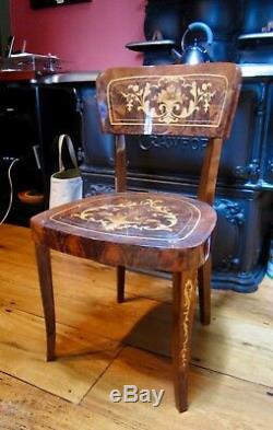 ITALIAN Vintage Inlaid Wood Rolltop Writing Desk & Chair from SORRENTO