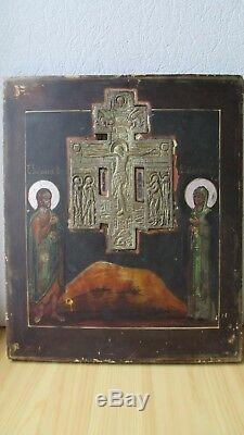 Icona Russa, Antique Russian Orthodox icon, Crusifixion, from 19c