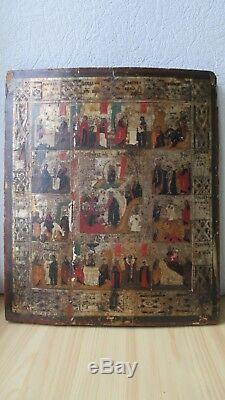 Ikone, Antique Russian Orthodox icon, Church Feasts, from 19c