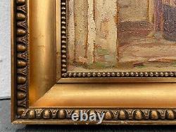 Impressionist View From A Home Estate Building Villa Tree Sky Painting Antique