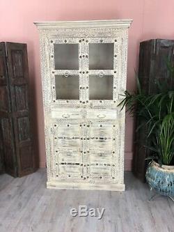 Indian Beautiful Carved Armoire/ Cabinet Made From Mango Wood