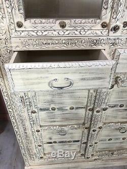 Indian Beautiful Carved Armoire/ Cabinet Made From Mango Wood