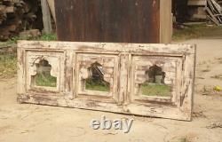 Indian Triple Wall Mirror Hand Made From Old Reclaimed Wood Original Vintage