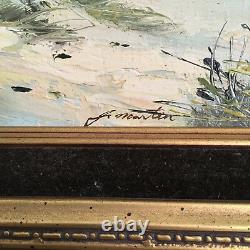 J. Martin Signed Oil Painting Ocean View from the Dunes and Seagulls Original