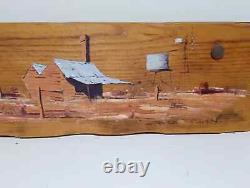 James Eagan Australia (1929-2017) Signed Wood Painting from 1972 27 x 8