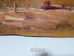 James Eagan Australia (1929-2017) Signed Wood Painting from 1972 27 x 8