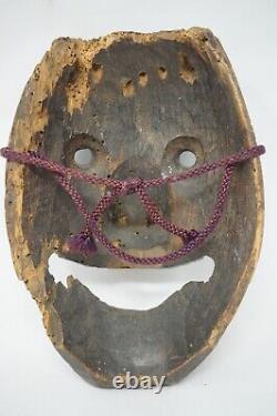 Japanese Demon Mask made of wood Antique Original from Japan 1108D2