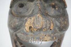 Japanese Demon Mask made of wood Antique Original from Japan 1108D2