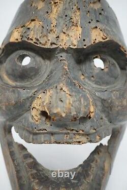 Japanese Demon Mask made of wood Antique Original from Japan 1108D2