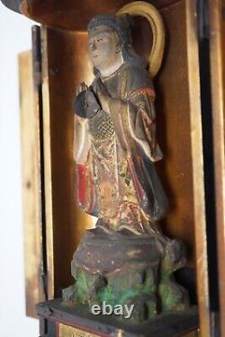 Japanese Wooden Boddhisatva Figure Antique in Original House from Japan 0426E9