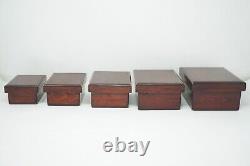 Japanese Wooden Box Collection x5 Unique Original Vintage from Japan 0125E2