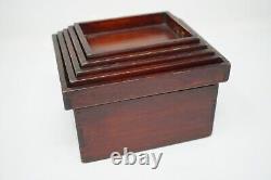 Japanese Wooden Box Collection x5 Unique Original Vintage from Japan 0125E2