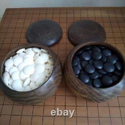 Japanese Wooden Go-board IGO Goban Go Stone&Lacquer Bowl Case from Japan