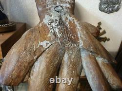 Jesus Christ Corpus Wooden Figure Sacral Holy Statue from Wood 37in x 7 7/8in