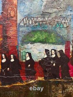 John H. Foote Jr. Six Nuns debarking from Joseph Medill Fireboat- Oil painting