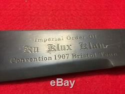 KKK SOUVENIR BOWIE KNIFE from the 1907 KKK CONVENTION in BRISTOL TENN 16 INCHES