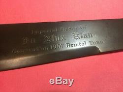 KKK SOUVENIR BOWIE KNIFE from the 1907 KKK CONVENTION in BRISTOL TENN 16 INCHES