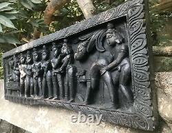 Kamasutra Antique Indian Erotic Sculpture Wood Wall Decor Statue India I