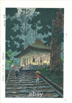 Kasamatsu Shiro Hiraizumi Konjikido Original Wood Block Print Art from Japan