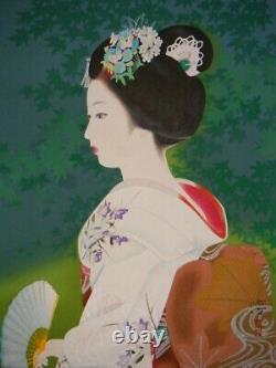 Kawanishi Hiseo Flower Framed Original Wood Block Print Art Edo from Japan