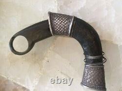 Kerambit Knife With horn handle and silver and wood sheath from Indonesia