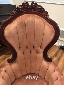 Kimball Repro. Victorian Kings & Queen Chair Honduras mahogany wood from Italy