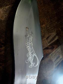 Kukri Tiger engraved blade Fixed Blade Knife From Ironhead Forge Missouri