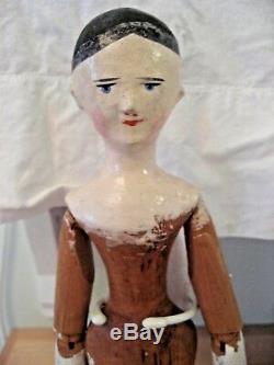 LARGE Antique Grodnertal Wooden Doll c 1830 from Strong Doll Museum 17 tall