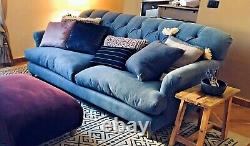 LOAF TRUFFLE SOFA Blue Storm Washed Cotton Linen IMPORTED from U. K