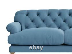 LOAF TRUFFLE SOFA Blue Storm Washed Cotton Linen IMPORTED from U. K