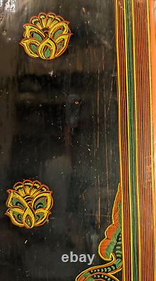 Lacquer on Wood Panel from Myanmar (Burma) Signed Vintage Mid 20th C 20x15 in