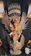 Large 19th Century Multicolor Carved & Painted Wood Statue Of Garuda From Temple