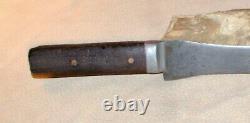 Large Antique 1800s Fur Trade Knife-Blade From File-Copper Rivets-Ebony